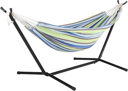 60'' Wide Hammock & Built-in Stand w/Carrying Case & Hanging Hardware Indoor, Outdoor, Poolside, Patio, Backyard Heavy Duty,