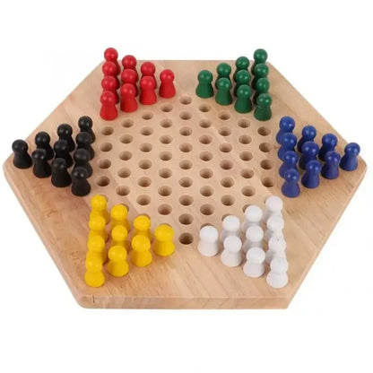 Chinese Checkers Set Wooden Educational Board Kids Classic Checkers Set Strategy Board Set Kid Family Toy
