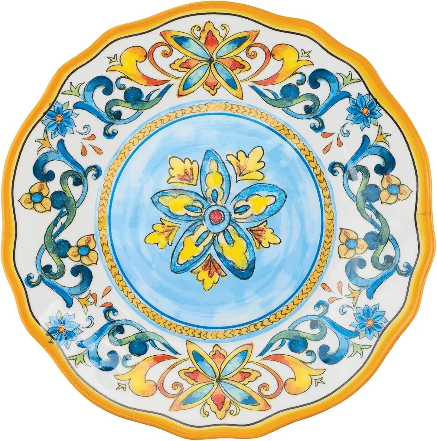12 Piece Chianti Melamine Dinnerware Set, Outdoor Dishes Set, Plates and Bowls Sets, Service for 4, Multicolor