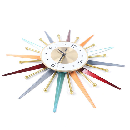 Mid Century 22-inch Starburst Wall Clock   Silent Non-Ticking
