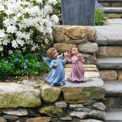 Resin 2pcs Peace Dove Guardian Angel Figurines