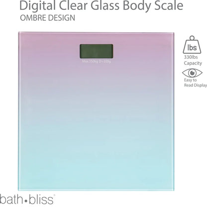 Digital Bathroom Scale Glass Slim Design 330 lb Capacity Easy Read Display Battery Powered Durable Tempered Glass Home Use
