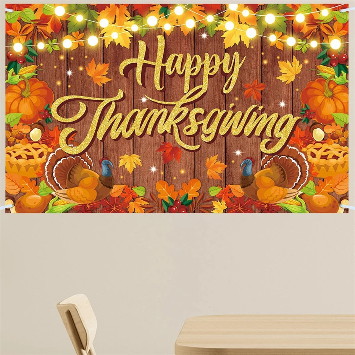 Fall Harvest Thanksgiving Photography Backdrop Banner Wall Background for Indoor Outdoor Party or Garage Door
