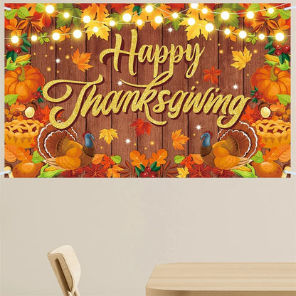 Fall Harvest Thanksgiving Photography Backdrop Banner Wall Background for Indoor Outdoor Party or Garage Door