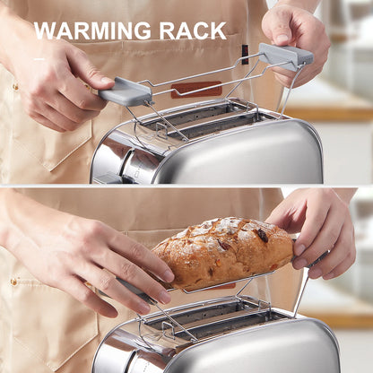 2 slice toaster, Retro Bagel Toaster with 7 Bread Shade Settings, 2 Extra Wide Slots, Defrost/Bagel