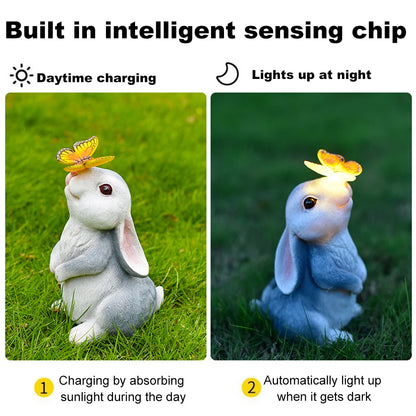 Decorative Bunny Light Waterproof with Solar Butterfly Ornament for Patio, Garden, Lawn or Courtyard