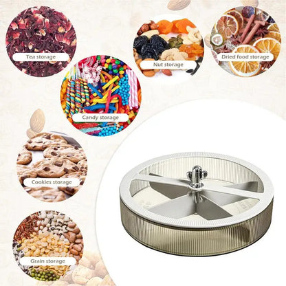 Creative 4 Compartments Portable Snack Tray.  Large Round, Multipurpose Serving Container