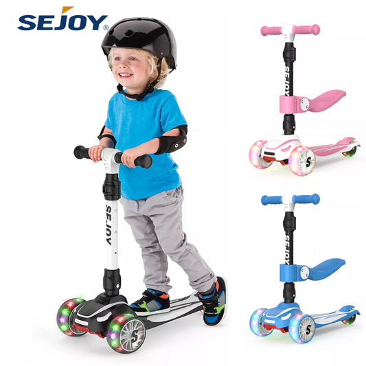 Toddler Kick Scooter for Children.  Foldable Seat Outside Bike Toy Scooter with Adjustable Height/Handlebars
