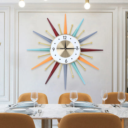 Mid Century 22-inch Starburst Wall Clock   Silent Non-Ticking