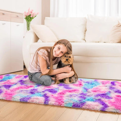 Fluffy Runner Rugs for Bedroom Living Room Soft Shag Rug 3x5 Feet, Non-Slip, Fuzzy Bedside Rug for Nursery or kid's room