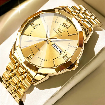 Men's Watches Causal Fashion Original Quartz Watch for Man Waterproof Stainless Steel Luminous Date Week
