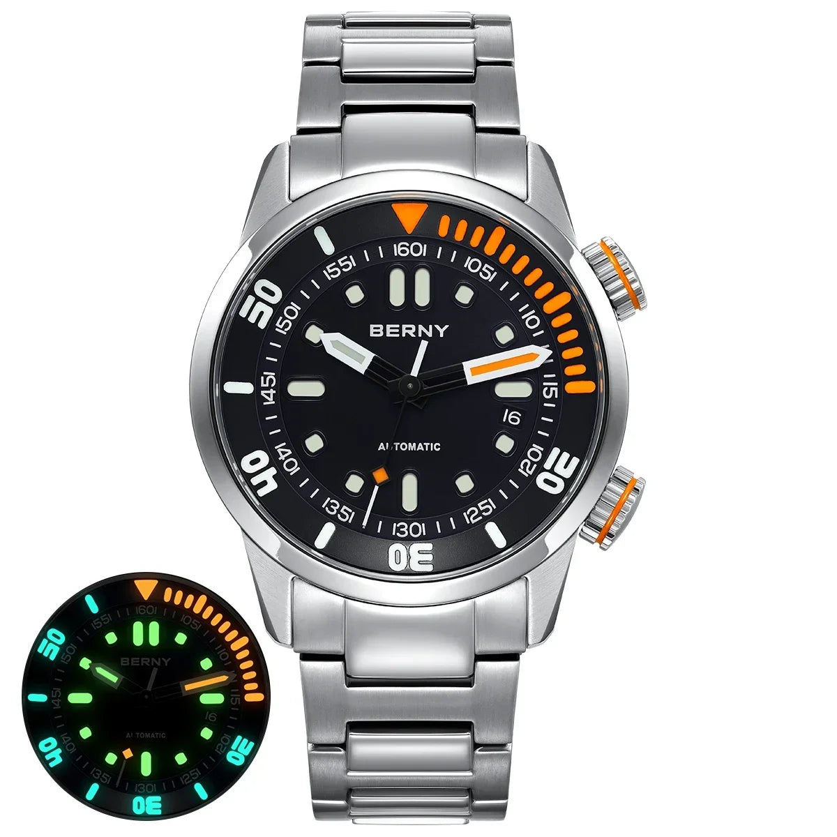 Automatic Dive Watch for Men Super Luminous Original Design 20ATM Diver Wristwatch Sapphire, Local Warehouse Fast Delivery