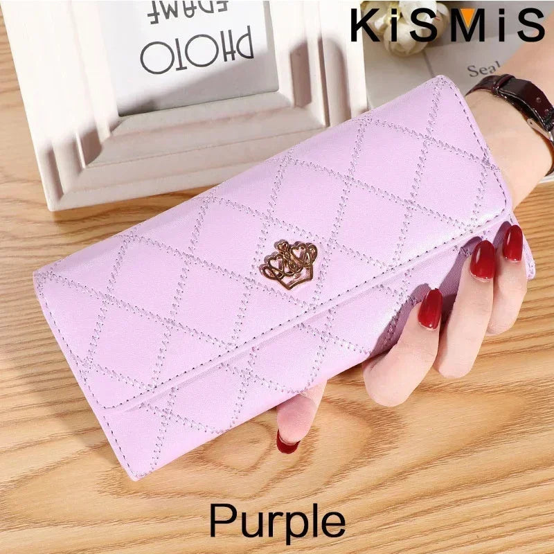 Pocket Women's Wallets Plaid Pu Leather Long Hasp Phone Bag Money Coin Pocket Bag