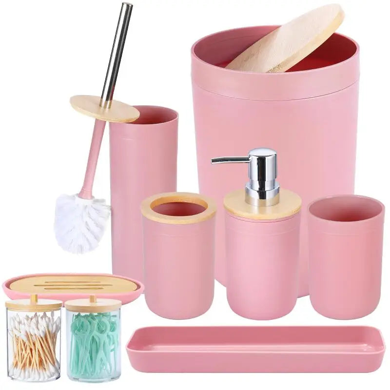 5 pcs or 9 PCS Bathroom Accessories Set, with Trash Can, Soap Dispenser and Toothbrush Holder
