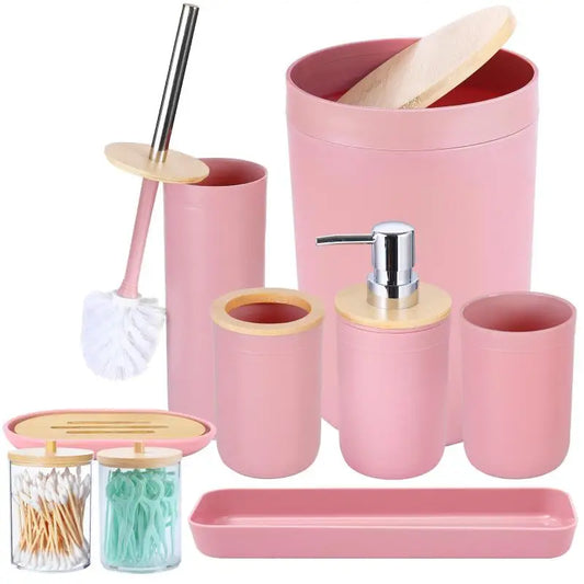 5 pcs or 9 PCS Bathroom Accessories Set, with Trash Can, Soap Dispenser and Toothbrush Holder