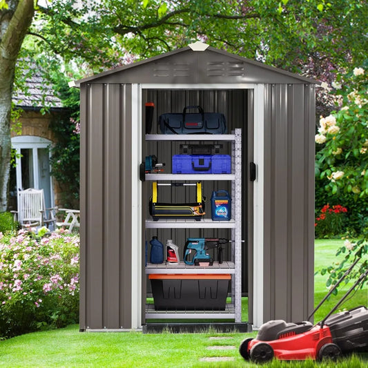 Outdoor Storage Waterproof Metal Garden Shed with Lockable Double Doors