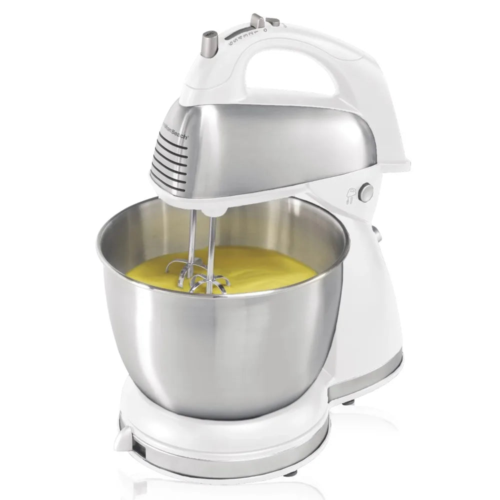 Stand and Hand Mixer, 4 Quarts, 6 Speeds 290 Watts