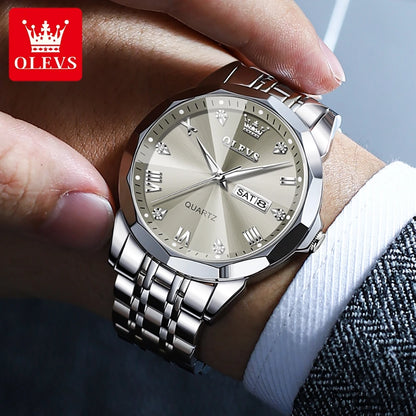 Men's Watches Causal Fashion Original Quartz Watch for Man Waterproof Stainless Steel Luminous Date Week
