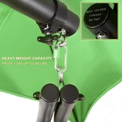 Patio Hanging Chaise Outdoor Lounger Padded Cushion Swing Hammock Chair w/Sun Shade Canopy Umbrella Stand [Green]