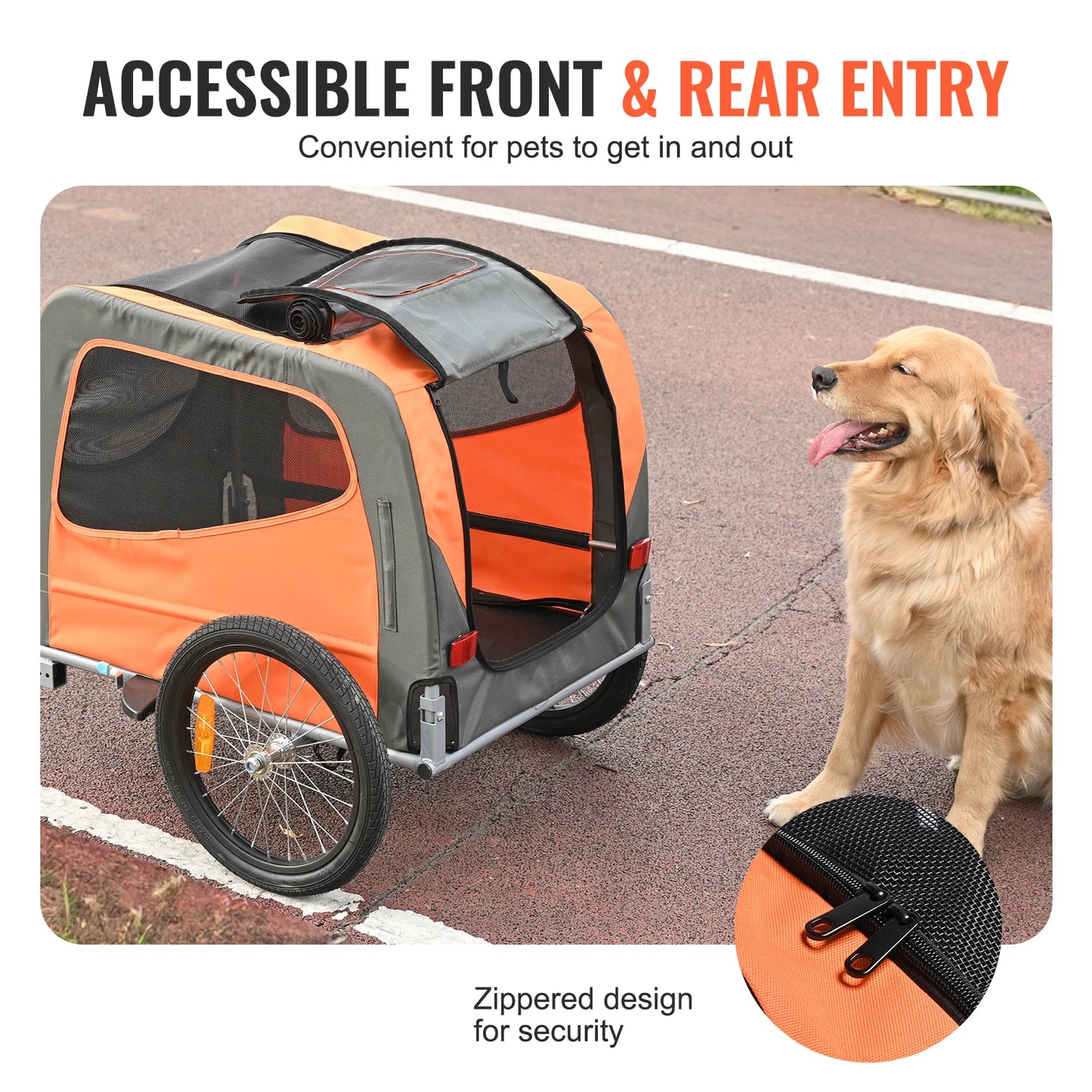 Dog Bike Trailer Pet Cart Bicycle Carrier with Quick Release Wheels Universal Bicycle Coupler Collapsible Dog Bike Trailer