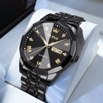 Men's Watches Causal Fashion Original Quartz Watch for Man Waterproof Stainless Steel Luminous Date Week