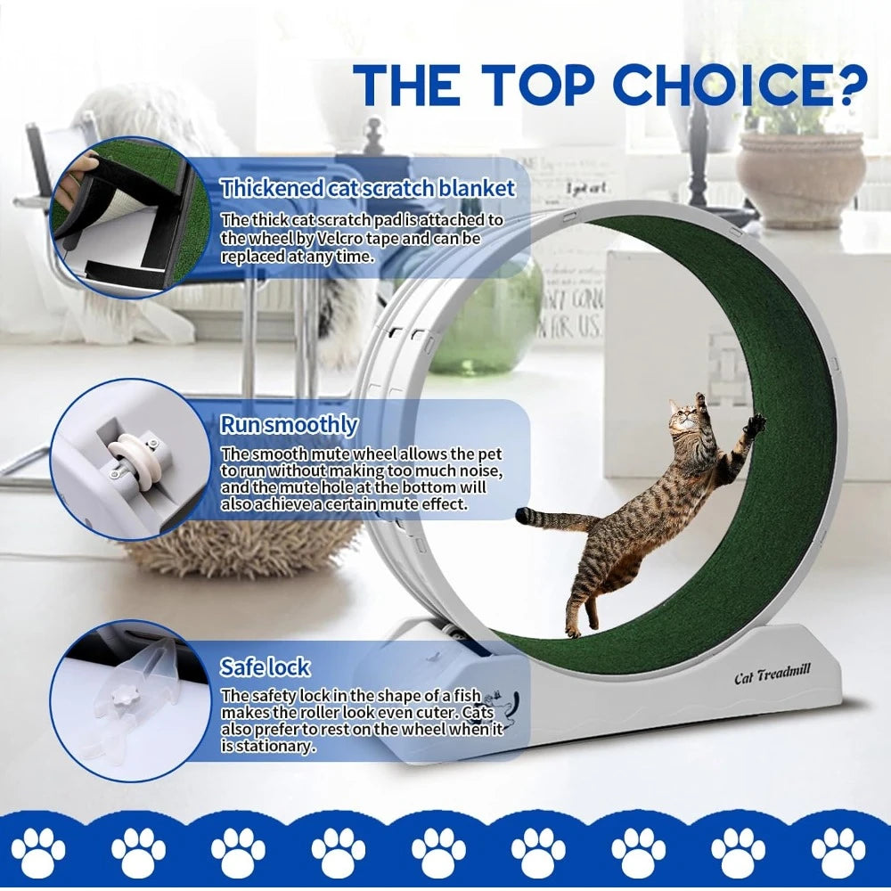 Cat Treadmill Wheel Exerciser for Kitty’s Longer Life Cat Running Wheel with Carpeted Runway