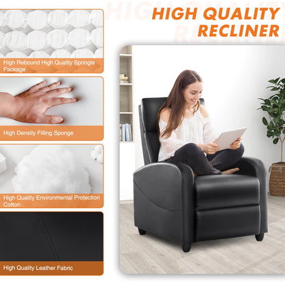 Massage Recliner Chair in Fabric Theater Lumbar Support Adjustable Modern Padded Seat Backrest Living Room Home Grey