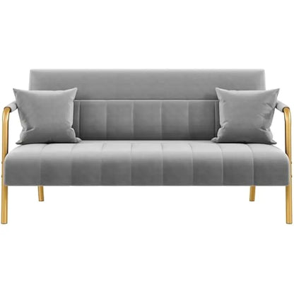 56.5" Luxurious Velvet Fabric Living Room sofa w/Gold-Tone Metal Arms and Legs for Livings Rooms, Home Office, Living Room Sofa