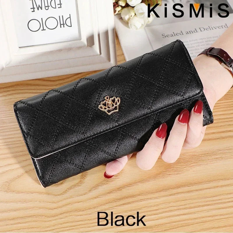 Pocket Women's Wallets Plaid Pu Leather Long Hasp Phone Bag Money Coin Pocket Bag