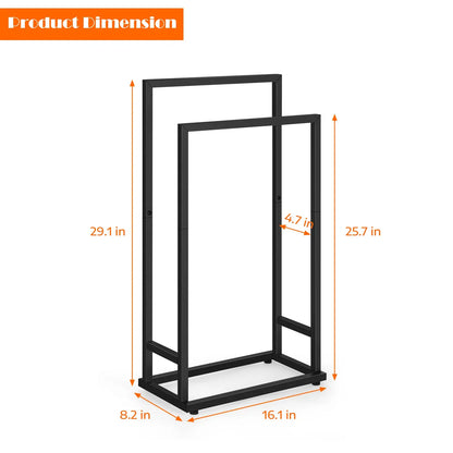 2-Tier Freestanding Towel Rack for Bathroom. Metal Hand Towel Holder Stand Drying Rack for Laundry Room