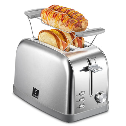 2 slice toaster, Retro Bagel Toaster with 7 Bread Shade Settings, 2 Extra Wide Slots, Defrost/Bagel