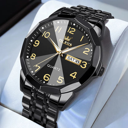 Men's Watches Causal Fashion Original Quartz Watch for Man Waterproof Stainless Steel Luminous Date Week