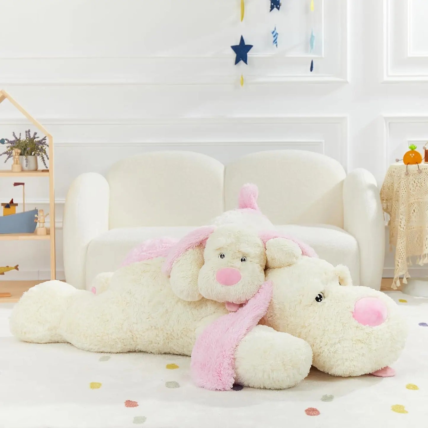 Giant Stuffed Puppy Dog Animal Plush Big Extra Large Stuffed Animals Soft Plush Dog Pillow Toy for Girls Kids 51 inch