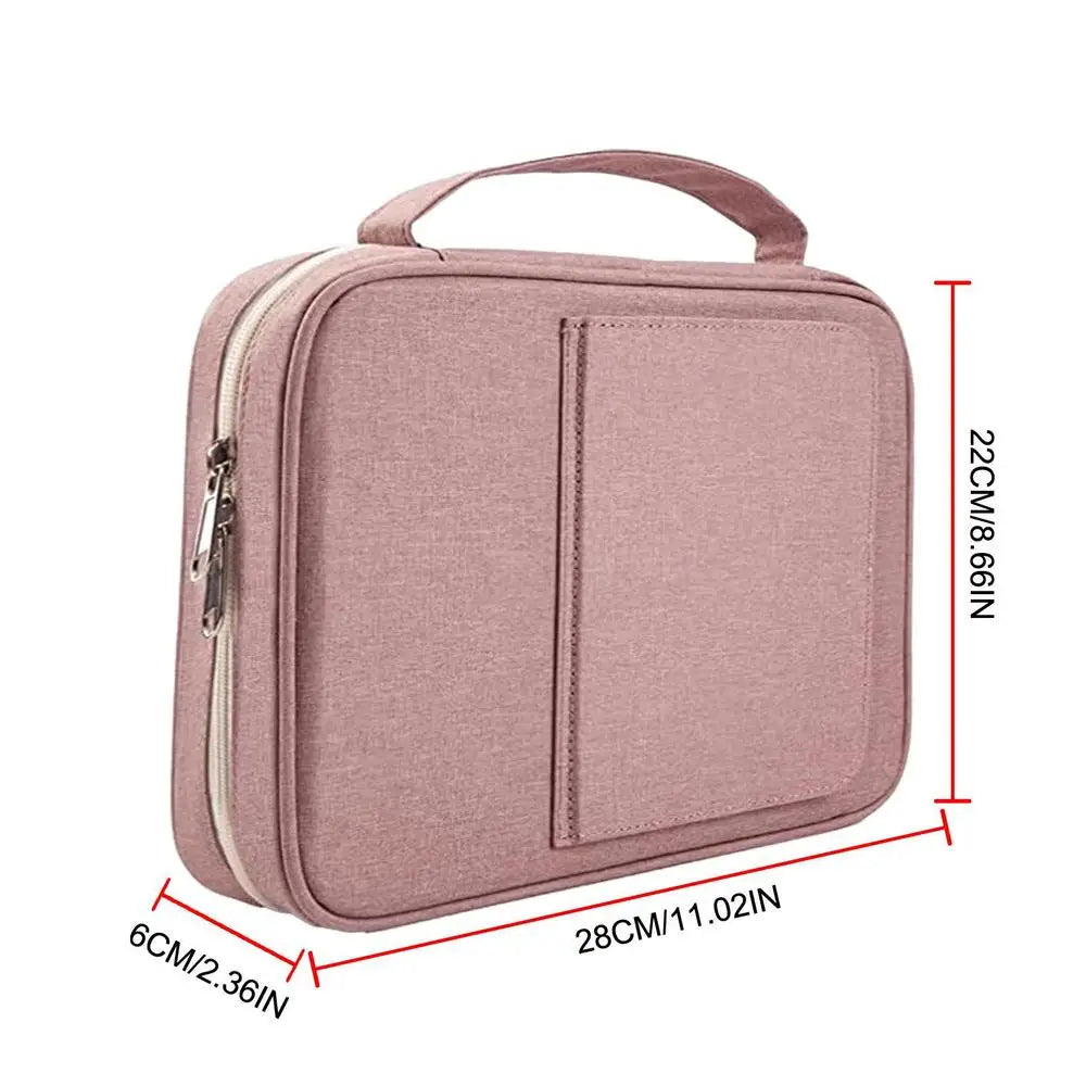 Large Bible Cover Case Carry Bag Waterproof Storage Bag Multiple Pockets with Handle to Hold Pen.   Comes in several colors & has book stand