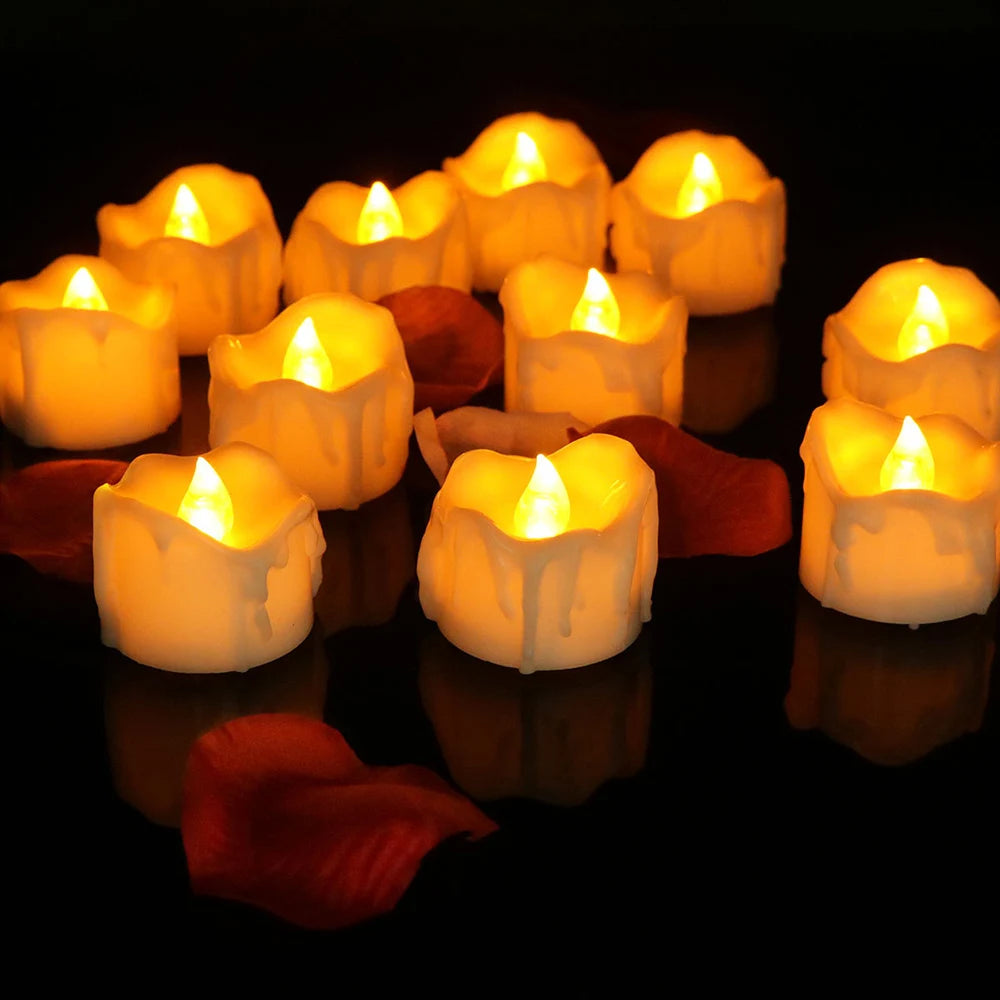 12Pcs Flickering LED Tea Lights Candles Battery Powered Flameless Candle Lights