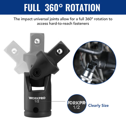18Pieces Drive Tool Accessory Set Includes Socket Adapters Socket Extension Bar Swivel Universal Joints Impact Coupler