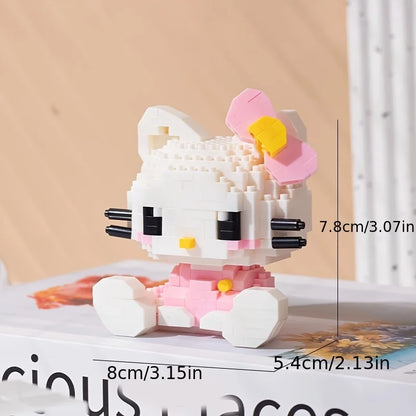Sanrio Hello Kitty Cute Building Blocks Kawaii Melody Cartoon Building Blocks Assembly Toys Birthday Puzzle Doll Gift