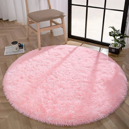 Round Thick Fluffy Area Carpet.  Soft Rug for Bedroom. Plush for Children Room or Nursery