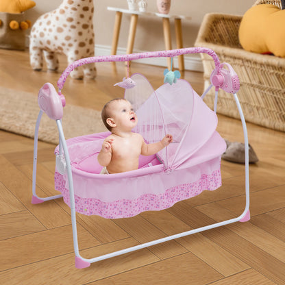 5 Gears Electric Baby Cradle Bluetooth Auto-Swing Rocking Bassinet Sleep Bed Infant Rocker Adjustable Nursery Furniture