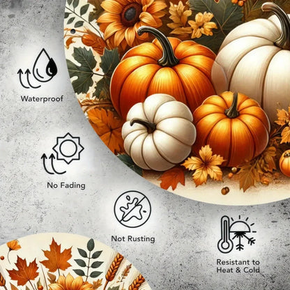 7.8x7.8" Charming Pumpkin Metal Sign - Fall Harvest Decor for /Home/Kitchen
