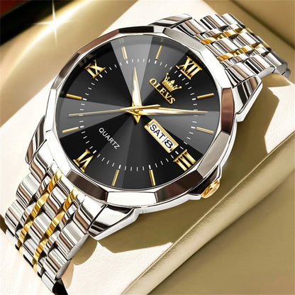 Men's Watches Causal Fashion Original Quartz Watch for Man Waterproof Stainless Steel Luminous Date Week