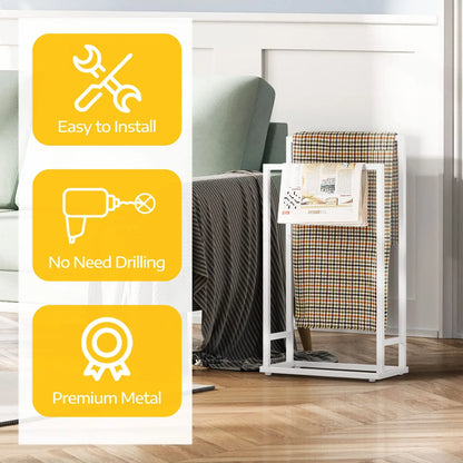 2-Tier Freestanding Towel Rack for Bathroom. Metal Hand Towel Holder Stand Drying Rack for Laundry Room