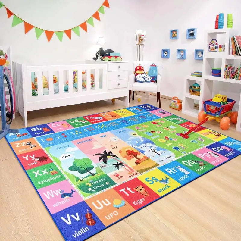 Kids Play Rug Educational & Fun Carpet Gaming Area Rugs for Kids Room Bedroom Playroom,