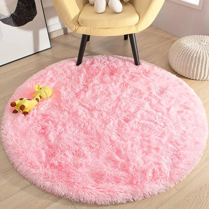 Round Thick Fluffy Area Carpet.  Soft Rug for Bedroom. Plush for Children Room or Nursery