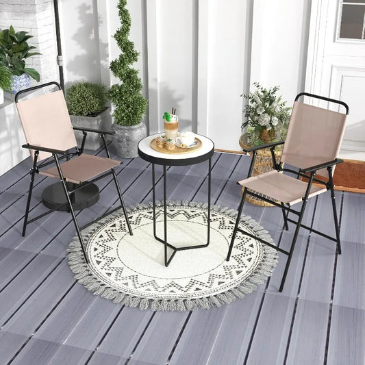 Outdoor Folding Bar Chair Set of 2, Bar-Height Patio Chairs with Backrest, Armrests, Footrest,330 LBS Capacity (1)