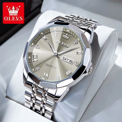 Men's Watches Causal Fashion Original Quartz Watch for Man Waterproof Stainless Steel Luminous Date Week