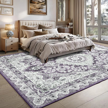 Area Rugs for most rooms in your home Machine Washable Vintage Rug, Non-Slip Low Pile Throw Rugs with Rubber Backing