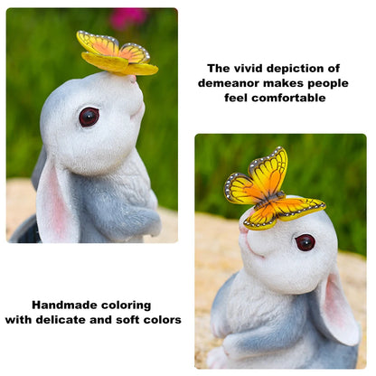 Decorative Bunny Light Waterproof with Solar Butterfly Ornament for Patio, Garden, Lawn or Courtyard