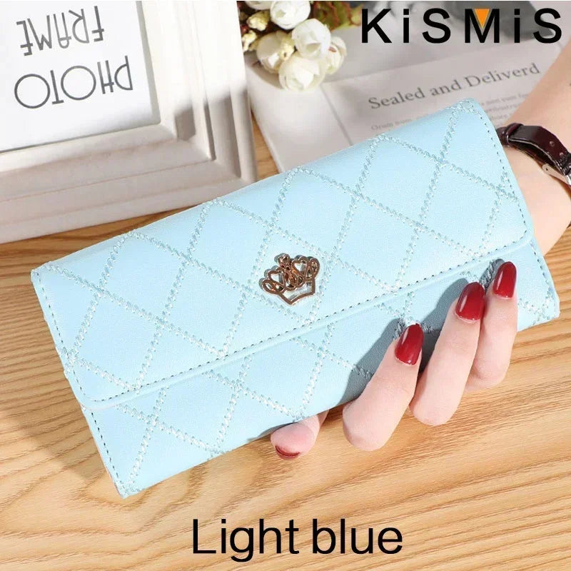 Pocket Women's Wallets Plaid Pu Leather Long Hasp Phone Bag Money Coin Pocket Bag