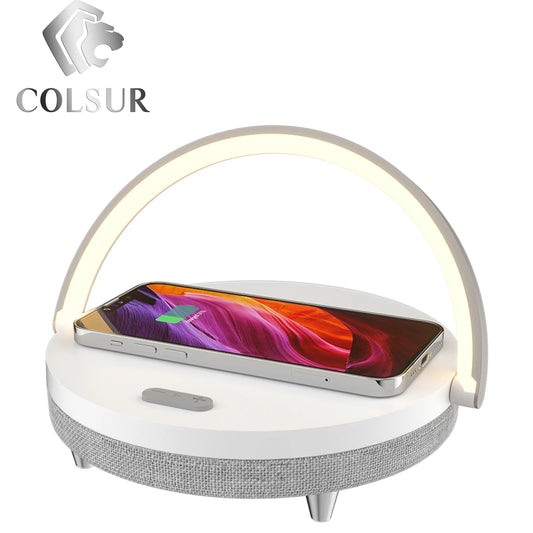 Wireless Charger 15W Bluetooth Speaker Wood LED Lamp High Power Fast Charging for iPhone 14 Touch Night Light Charge S21 Pro